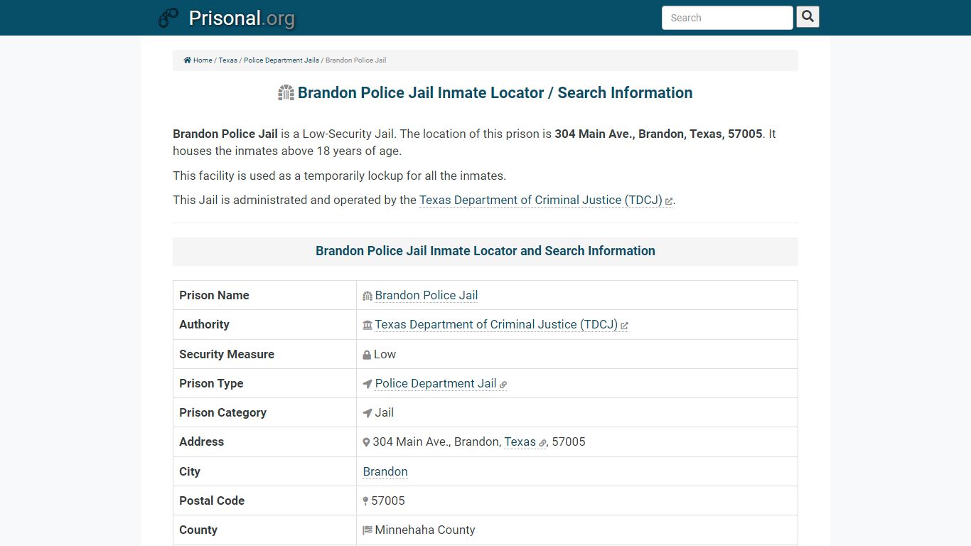 Brandon Police Jail-Inmate Locator/Search Info, Phone, Fax ...