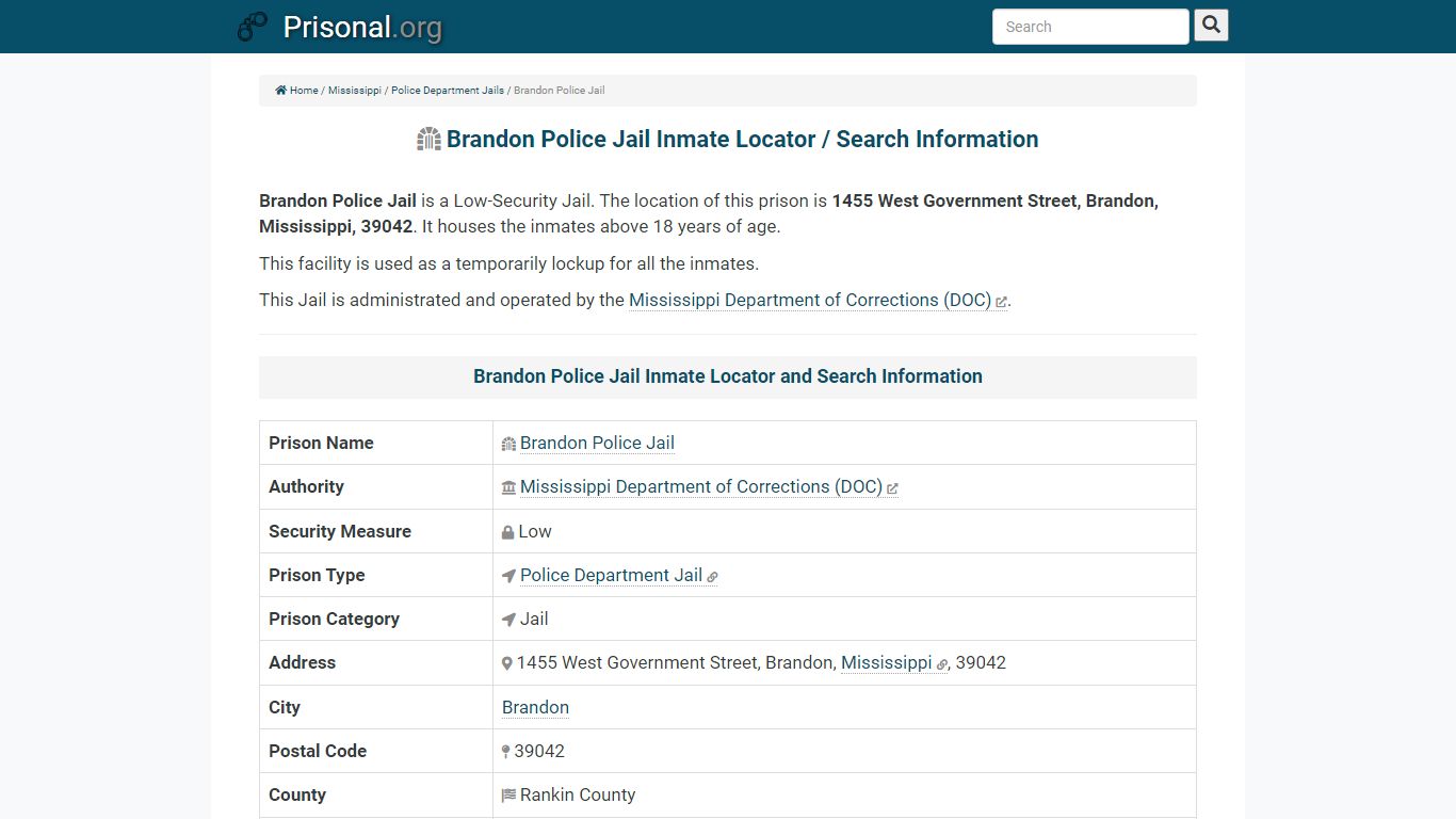 Brandon Police Jail-Inmate Locator/Search Info, Phone, Fax ...